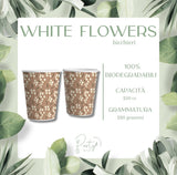 Bicchieri Fiori Bianchi • 250cc • 20pz • 100% Carta Biodegradabile