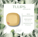 Set Collezione Tulipani - Piatti Grandi, Piatti Piccoli, Bicchieri e Tovaglioli di Carta 100% biodegradabile - 110 pezzi - Fino a 20 Ospiti