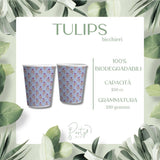 Set Collezione Tulipani - Piatti Grandi, Piatti Piccoli, Bicchieri e Tovaglioli di Carta 100% biodegradabile - 110 pezzi - Fino a 20 Ospiti