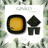 PartyBIO Ginko, 110 Pezzi Set di Stoviglie, Set di Stoviglie Monouso biodegradabili per Feste con Piatti Carta, Bicchieri Carta, Tovaglioli, Perfetti per 20 Ospiti